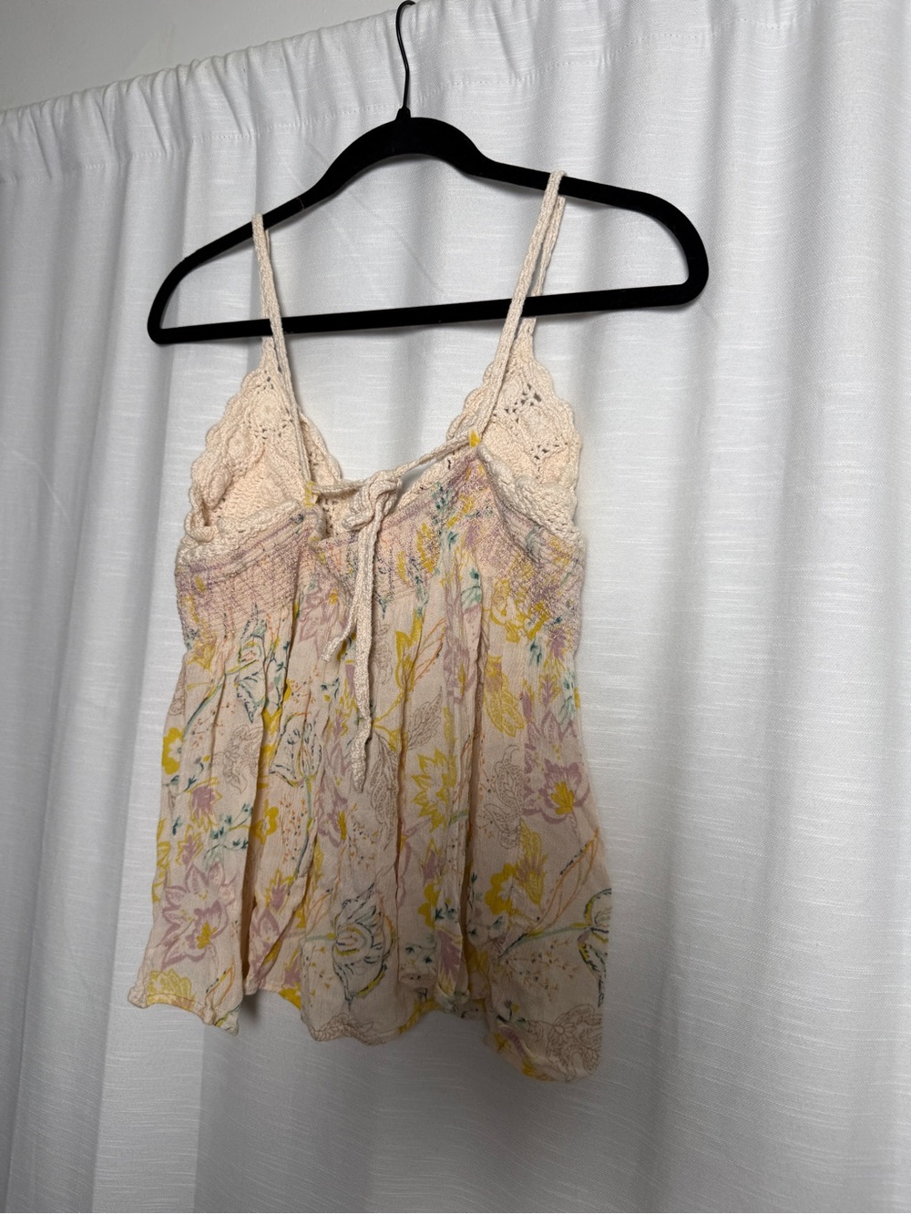 Free People Ivory Crochet Floral Babydoll Cami Top | Size Large - Picture 10 of 13